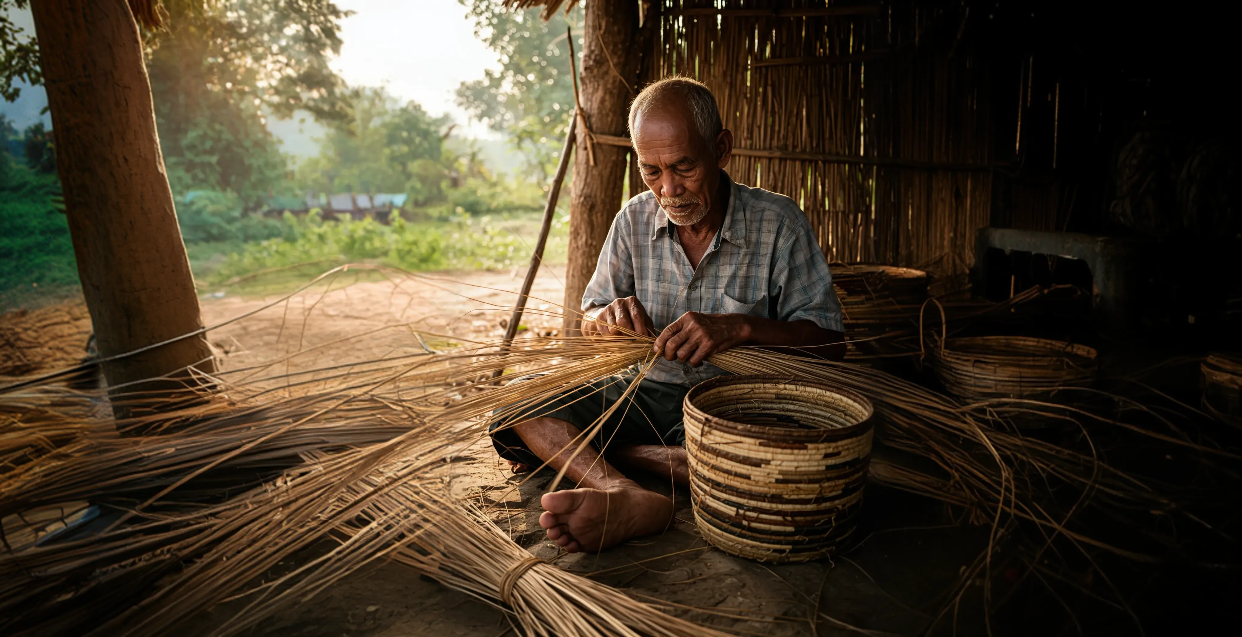 Artisan working on crafts